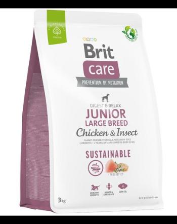 BRIT Care Sustainable Junior Large Breed 3 kg Hrana catei de talie mare, cu pui si insecte