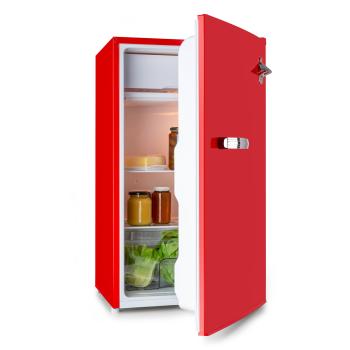 Klarstein Beercracker 90L, frigider, clasa de eficiență energetică A+, congelator, deschizător de sticle, roșu