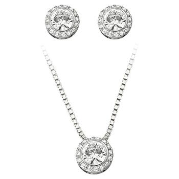 Swarovski Set fermecător de bijuterii cu cristale transparente Fashion Jewelry5347551 (cercei, colier)