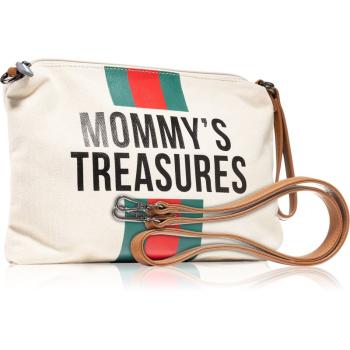 Childhome Mommy's Treasures Off White Stripes Green/Red cutie cu dispozitiv de prindere