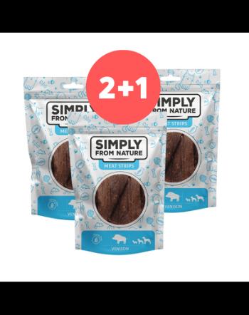 SIMPLY FROM NATURE Meat Strips benzi carne vanat pentru caine 2 x 80g + 80g GRATIS