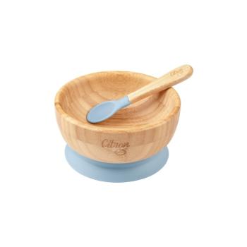 Citron Bamboo Bowl castron cu ventuză Blue 300 ml