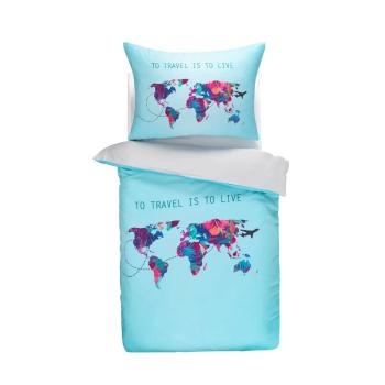 Lenjerie de pat din satin Travel the world, 140x 200 cm, 70 x 90 cm