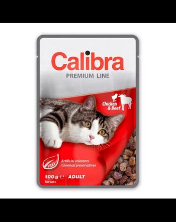 CALIBRA Cat Premium Line Adult Chicken&amp;Beef 100 g cu vita si pui pentru pisici