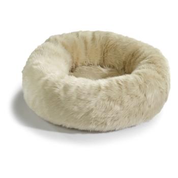 Pat  crem pentru animale de companie din blană artificială ø 50 cm Lana Ivory/Mottled Natural – MiaCara