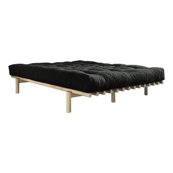 Pat din lemn de pin cu saltea Karup Design Pace Comfort Mat Natural/Black, 140 x 200 cm