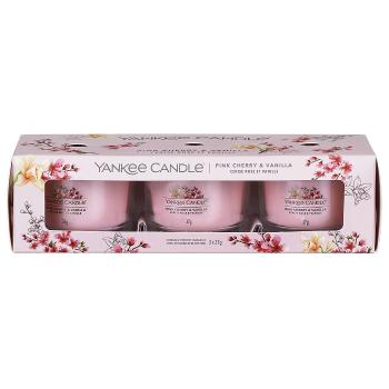 Yankee Candle Set de lumânări votive in sticlă Pink Cherry Vanilla 3 x 37 g