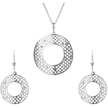 Praqia Jewellery Set de bijuterii din argint cu cristale transparente KO1460S_NA0886 (pandantiv,lanț ,cercei)