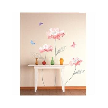 Autocolant Ambiance Light Pink Flowers And Butterflies