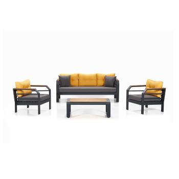 Set mobilier de grădină galben/gri pentru cinci persoane Assento – Floriane Garden