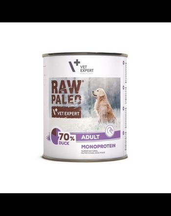 VETEXPERT Raw Paleo Duck Adult Can 800g Conserva hrana caine, cu rata