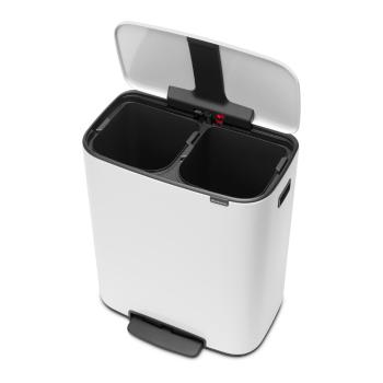 Coș de gunoi alb de reciclat/cu pedală din oțel 60 l Bo – Brabantia