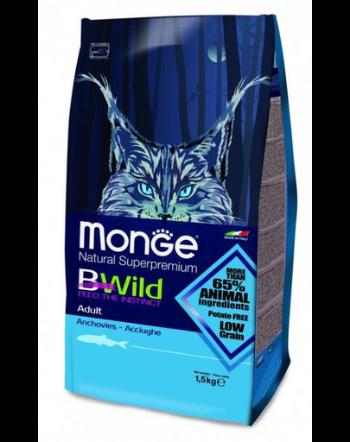 MONGE BWild Anchois hrană uscată pentru pisici adulte, cu anșoa 1,5 kg