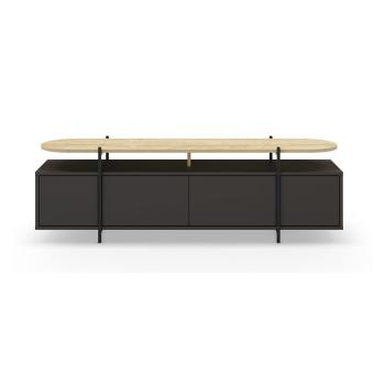 Masă TV neagră cu aspect de lemn de stejar 160x48 cm Hinoa – Marckeric