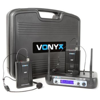 Vonyx WM512H 2 canale afișare bodypacks sistem radio VHF