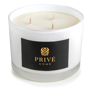 Lumânare albă parfumată Privé Home Lemon Verbena, timp de ardere 35 h