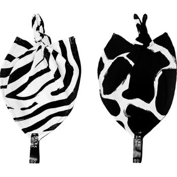 KLRK Home Wild B&W Zebra&Giraffe pătură mini cu nod 26x26 cm 2 buc