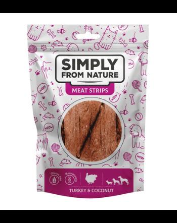 SIMPLY FROM NATURE Meat Strips Snack caini, curcan si nuca de cocos 80 g