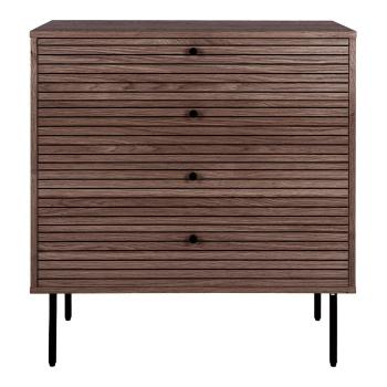 Comodă maro închis joasă cu aspect de lemn de stejar 80x85 cm Kyoto – House Nordic