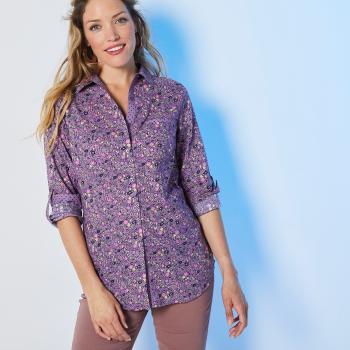 Bluza tip camasa cu imprimeu - purpurie - Mărimea 46