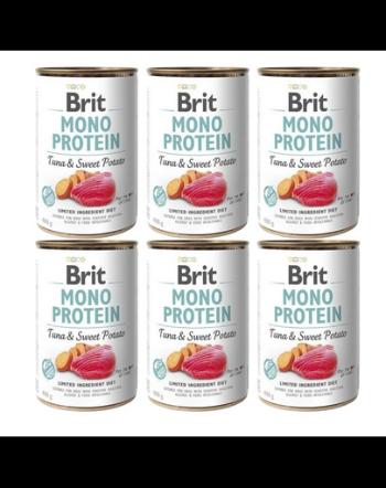 BRIT Mono Protein Tuna &amp; Sweet Potato 6x400 g hrana cu o singura proteina, ton si cartof dulce