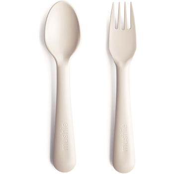 Mushie Fork and Spoon Set tacâmuri Ivory 2 buc