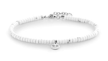 Rebel&Rose Brățară din mărgele albe pentru picior Anklet Slices Virgin White RR-AK006-S 22,5 - 24,5 cm - S