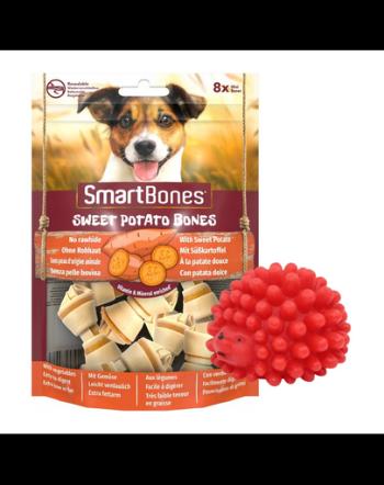 SMART BONES Mini Recompense caini talie mica, cu cartofi dulci x 2 + minge GRATIS