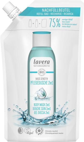 Lavera Gel de duș pentru corp și păr cu un parfum natural neutru pentru piele uscată și sensibilă 2v1 Basis Sensitiv – reumplere de rezerva 500 ml