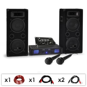 Electronic-Star SET PA DJ "DJ-25M" PA Amplificator Boxe-Microfon- Mixer 1600W