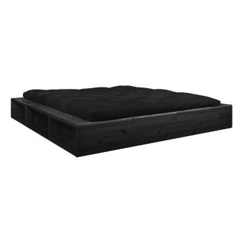 Pat dublu din lemn masiv cu futon negru Comfort Karup Design, 160 x 200 cm, negru