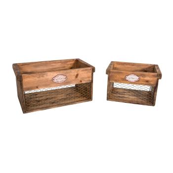 Set 2 cutii depozitare din lemn Antic Line
