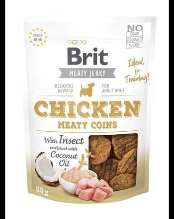 BRIT Jerky Chicken with Insect Meaty Coins Recompense cu pui si insecte pentru caini 80 g