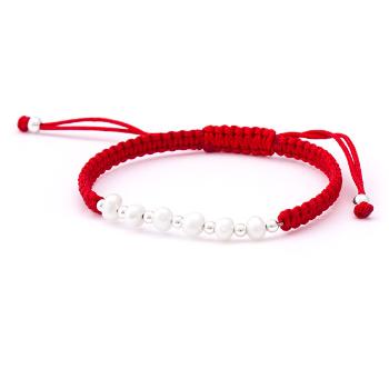 Beneto Brățară roșie din șiret cabala cu perle AGB549