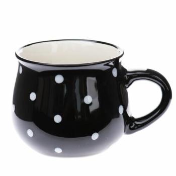 Cană din ceramică Dots 230 ml,  negru