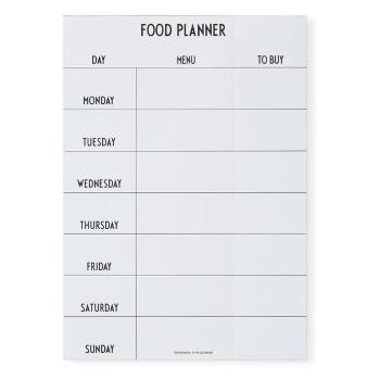 Planificator săptămânal de mese Design Letters Food, alb