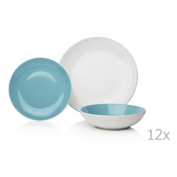Set veselă din gresie ceramică Sabichi Duck Egg, albastru - alb, 12 buc.