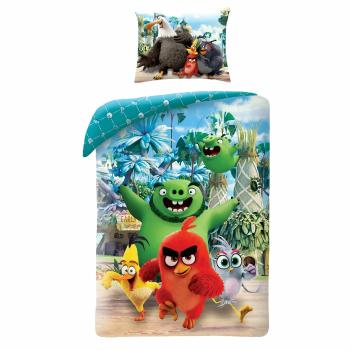 Lenjerie din bumbac, pentru copii Angry BirdsMovie 2, albastru, 140 x 200 cm, 70 x 90 cm