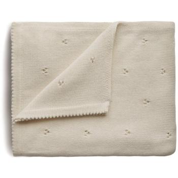 Mushie Knitted Pointelle Baby Blanket pled împletit pentru copii Ivory 80 x 100cm 1 buc