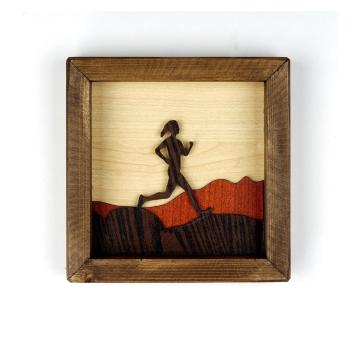 Tablou din lemn Kate Louise Running Woman, 16 x 16 cm