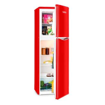 Klarstein MONROE XL, frigider combinat cu congelator, 97/39 L, A+, retrolook, culoare roșie