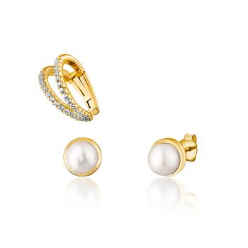 JwL Luxury Pearls Set modern de cercei placați cu aur (1x cercel, 2x cercei CLASICI) JL0807