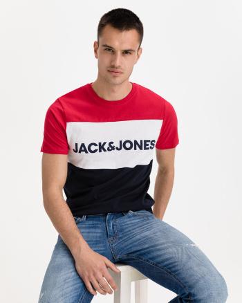 Jack & Jones Logo Blocking Tricou Albastru Roșu Alb