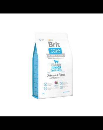 BRIT Care Grain-free Junior Large Breed 3 kg Hrana uscata catei talie mare, cu somon si cartofi