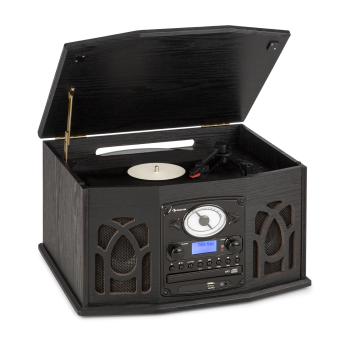 Auna NR-620, DAB, sistem stereo, lemn, gramofon, DAB+, CD player, negru