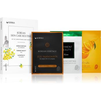 KORIKA KOREAN SKIN CARE ROUTINE SET OF 3 BRIGHTENING SHEET MASKS set (pentru o piele mai luminoasa)