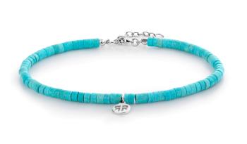 Rebel&Rose Brățară din mărgele turcoaz pentru picior Anklet Slices Turquoise RR-AK005-S 19,5 - 21,5 cm - XS