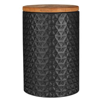 Recipient cu capac din lemn de bambus Premier Housewares Black, 750 ml, negru