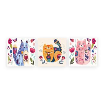 Tablouri pentru copii 3 buc. 30x30 cm Cats – Wallity