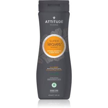 Attitude Super Leaves Sport Ginseng & Grape Seed Oil 2 in 1 gel de dus si sampon pentru barbati 473 ml